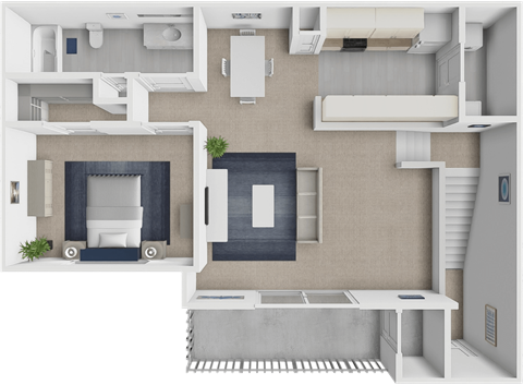 Floor plan for 1 bed, 1 bath, 759 sqft