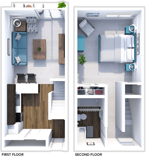 Floor plan for 1 bed, 1 bath, 690 sqft