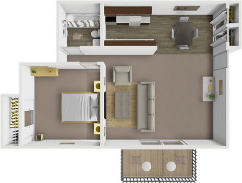 Floor plan for 1 bed, 1 bath, 650 sqft