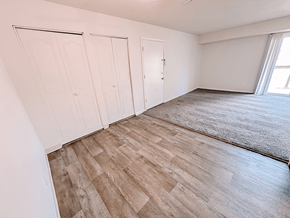 Newark apartment for rent - the living room and bedroom of an apartment with wood flooring