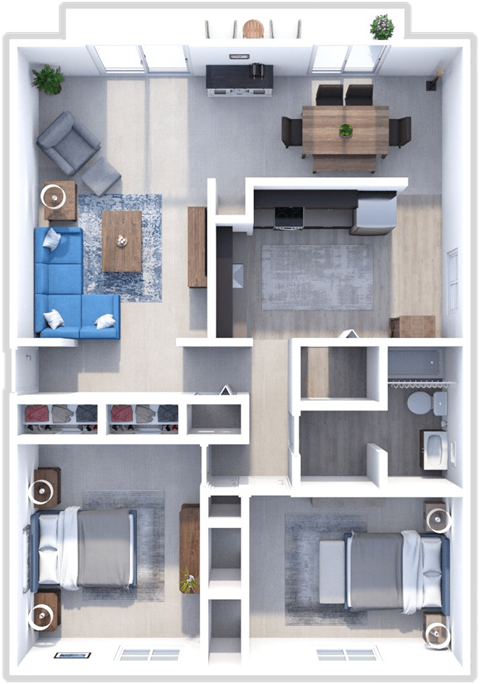 Floor plan for 2 beds, 1 bath, 1189 sqft