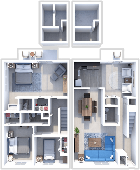 Floor plan for 3 beds, 2.5 baths, 1948 sqft