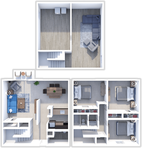 Floor plan for 3 beds, 1.5 baths, 1646 sqft