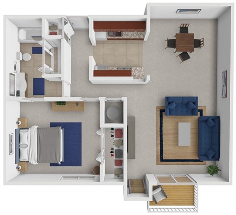 Floor plan for 1 bed, 1 bath, 792 sqft