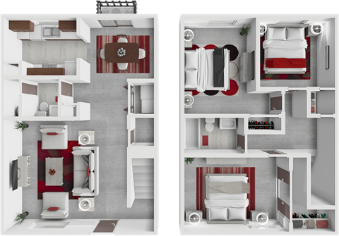 Floor plan for 3 beds, 1.5 baths, 1250 sqft