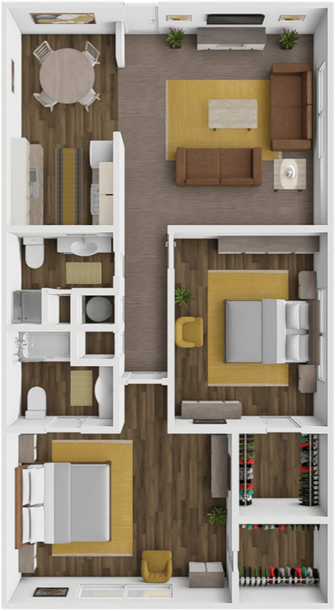 Floor plan for 2 beds, 2 baths, 1150 sqft