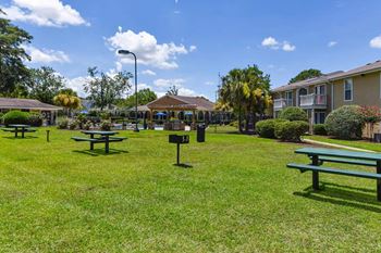 Outdoor grilling and dining areas