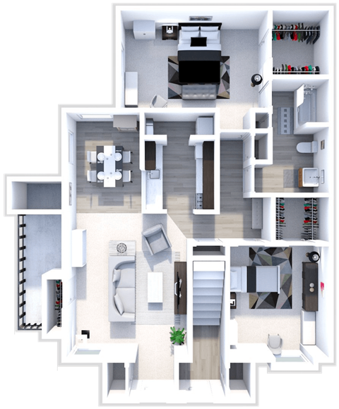 Floor plan for 2 beds, 1 bath, 1115 sqft