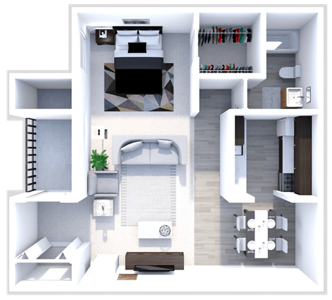 Floor plan for studio, 1 bath, 625 sqft