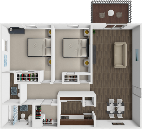 Floor plan for 2 beds, 1.5 baths, 900 sqft