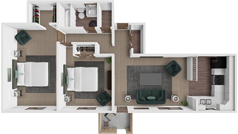 Floor plan for 2 beds, 1 bath, 800 sqft