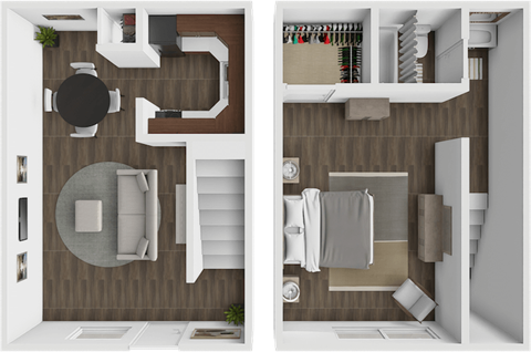 Floor plan for 1 bed, 1 bath, 720 sqft