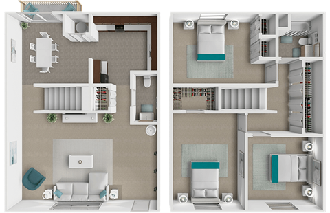 Floor plan for 3 beds, 1.5 baths, 1008 sqft