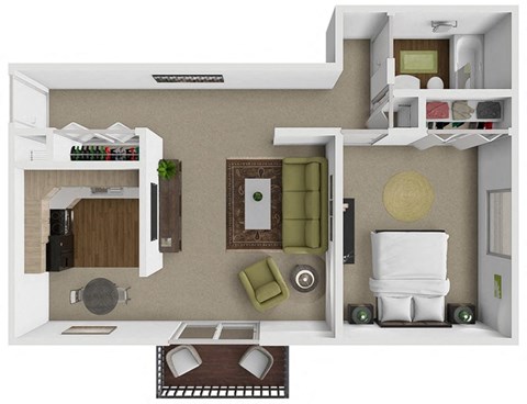 Floor plan for 1 bed, 1 bath, 650 sqft