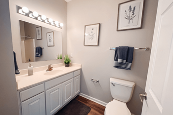 Bright, well-lit vanities