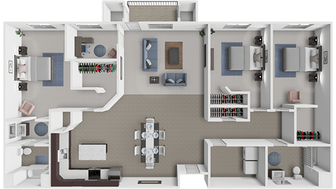 Floor plan for 3 beds, 2 baths, 1910 sqft