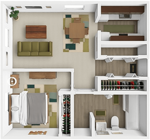 Floor plan for 1 bed, 1 bath, 550 sqft
