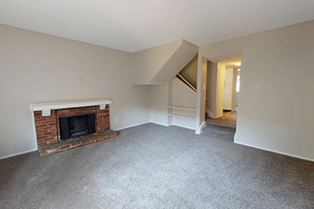 Red brick fireplace