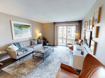 Creve Coeur apartment for rent - a living room with a couch and a table