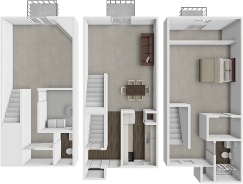 Floor plan for 1 bed, 1.5 baths, 1296 sqft