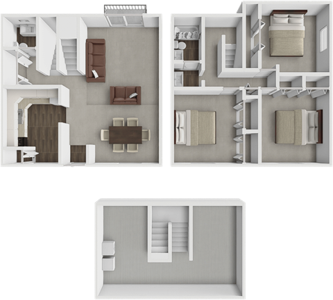 Floor plan for 3 beds, 1.5 baths, 1413 sqft