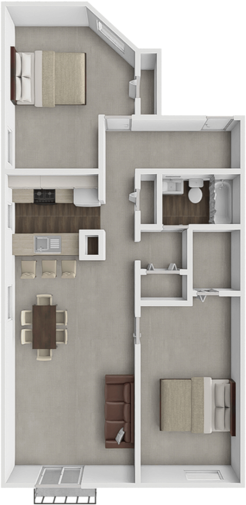 Floor plan for 1 bed, 1 bath, 928 sqft