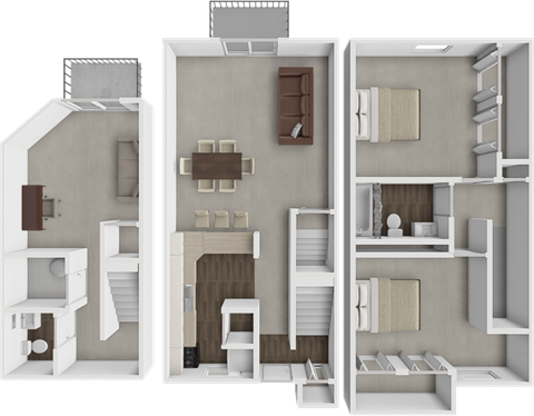 Floor plan for 2 beds, 1.5 baths, 1351 sqft