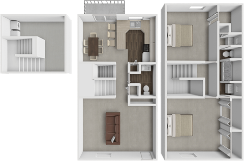 Floor plan for 2 beds, 1.5 baths, 1128 sqft