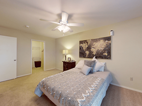 St. Louis apartment for rent - a bedroom with a ceiling fan