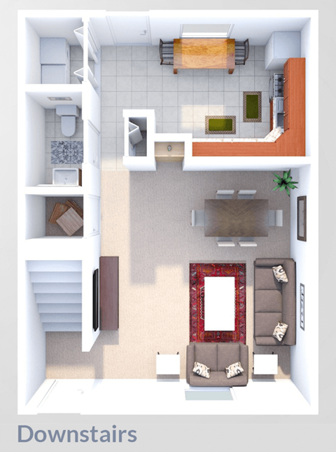 Floor plan for 2 beds, 1.5 baths, 950 sqft