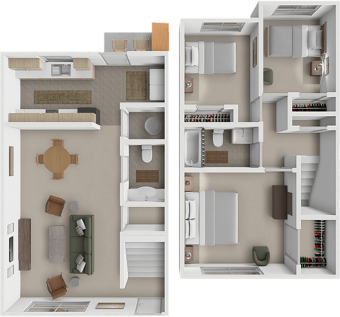 Floor plan for 3 beds, 1.5 baths, 1280 sqft