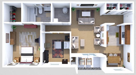 Floor plan for 2 beds, 1 bath, 830 sqft