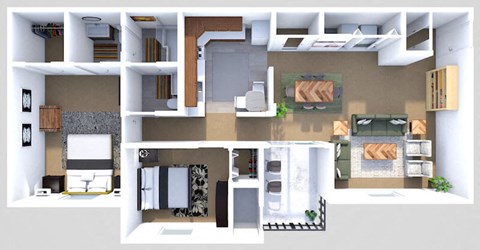 Floor plan for 2 beds, 1.5 baths, 950 sqft