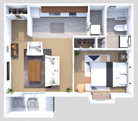 Floor plan for 1 bed, 1 bath, 500 sqft