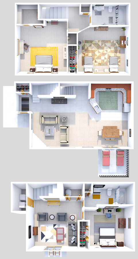Floor plan for 3 beds, 2 baths, 1485 sqft