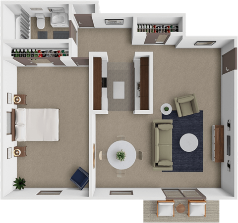 Floor plan for 1 bed, 1 bath, 800 sqft