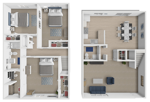 Floor plan for 3 beds, 1.5 baths, 1384 sqft