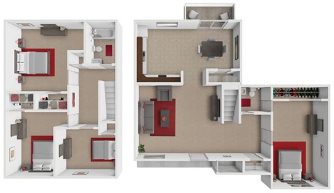 Floor plan for 4 beds, 1.5 baths, 1104 sqft