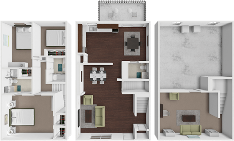Floor plan for 3 beds, 2.5 baths, 2010 sqft