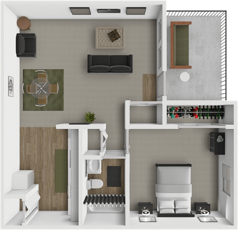 Floor plan for 1 bed, 1 bath, 615 sqft