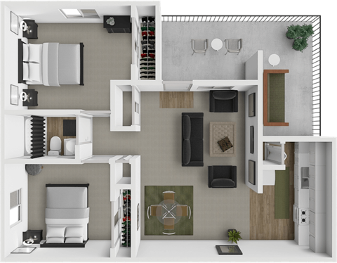 Floor plan for 2 beds, 1 bath, 790 sqft