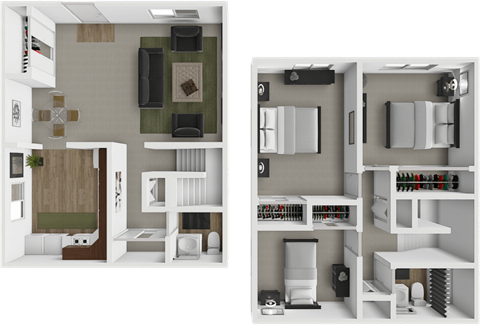Floor plan for 3 beds, 1.5 baths, 1145 sqft