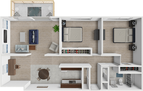 Floor plan for 2 beds, 1 bath, 1100 sqft