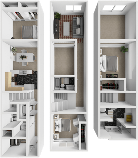 Floor plan for 3 beds, 3 baths, 1619 sqft