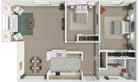Floor plan for 2 beds, 1 bath, 1062 sqft
