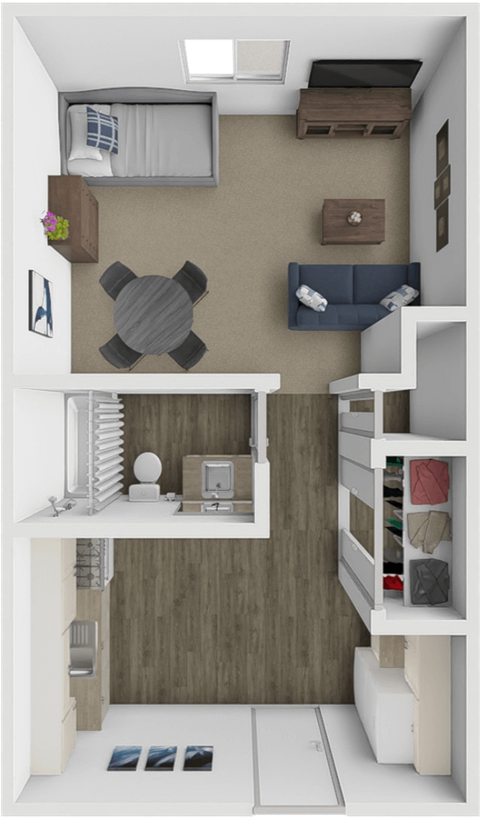 Floor plan for studio, 1 bath, 440 sqft