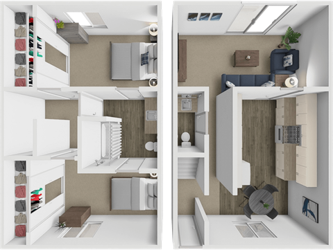 Floor plan for 2 beds, 1.5 baths, 1241 sqft