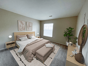 Waterford apartment for rent - a bedroom with a large bed and a large window