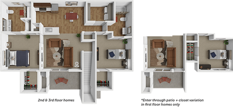Floor plan for 2 beds, 2 baths, 1068 sqft