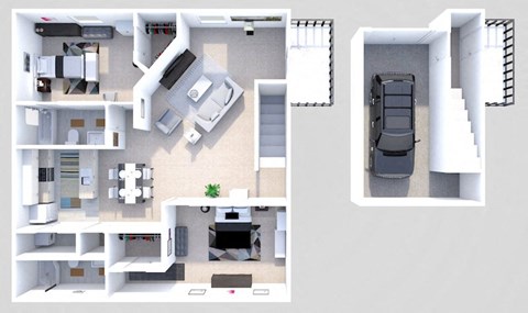 Floor plan for 2 beds, 2 baths, 1306 sqft